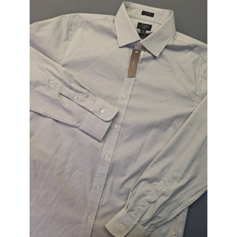 J.CREW Ludlow Mens Off White Gingham Check Cotton Button Down 15.5/33 Medium